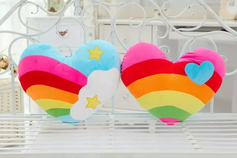 40x35cm Rainbow Heart Plush Pillow Stuffed Colorful Sweet Cushion Sofa Chair Home Decoration Halloween's Day Gift — image 7