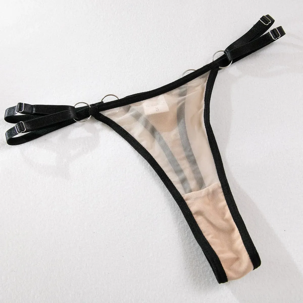 Three Piece Hot Selling Spliced Underwear Bra With Steel Ring Sexy Contrast Color Intimates Set Women's Mesh Exotic Apparel Suit — image 6
