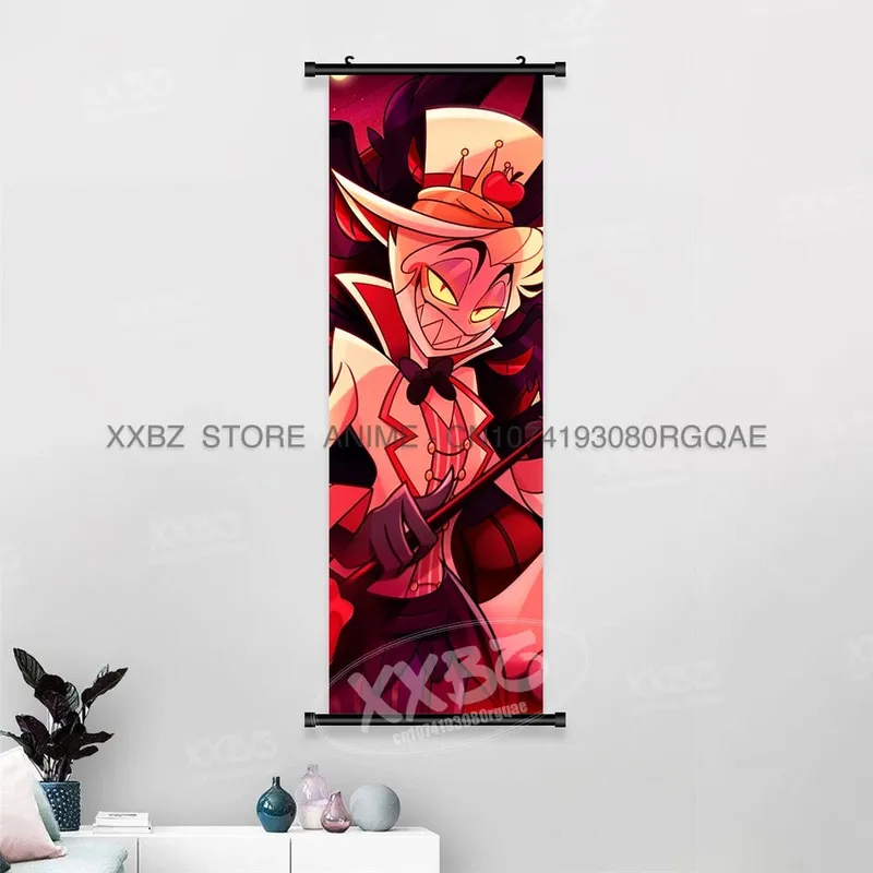 Simple Black Comedy Hazbin Hotel Home Decoration Hanging Painting Cartoon Wall Artwork Scrolls Picture Room Canvas Print Posters — image 12