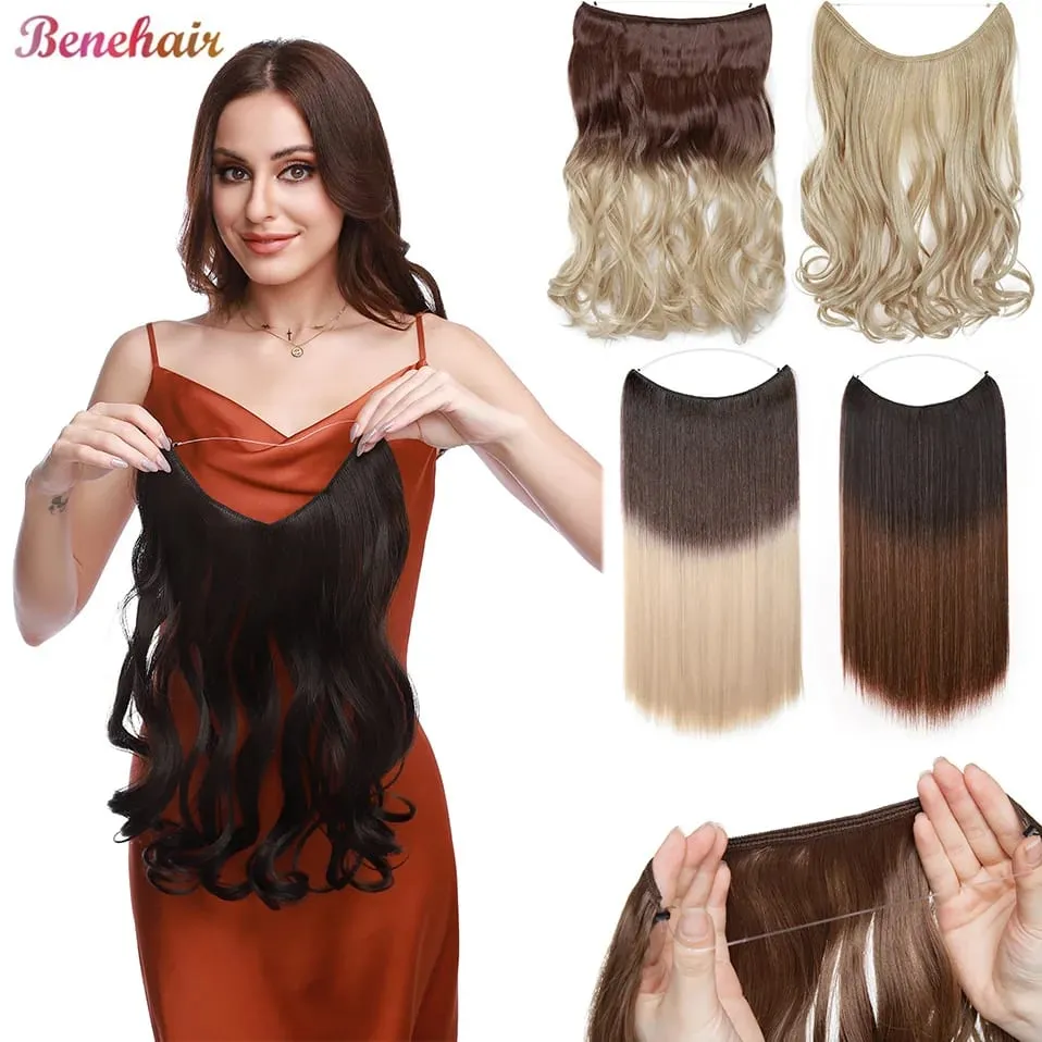 Synthetic Invisible Wire No Clips In Hair Extensions Secret Fish Line Hairpieces Hair Extensions For Women Daily — image 2