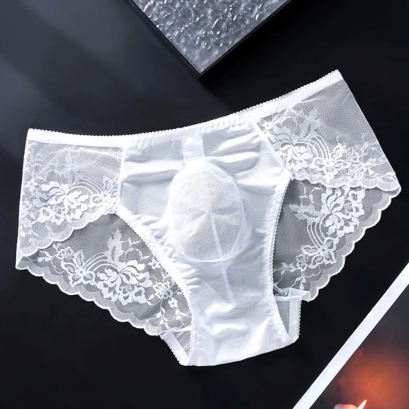 Men Lace Briefs Seamless Ice Silk Briefs Underwear 3D Bulge Pouch Low Waist Gay Panties — image 6