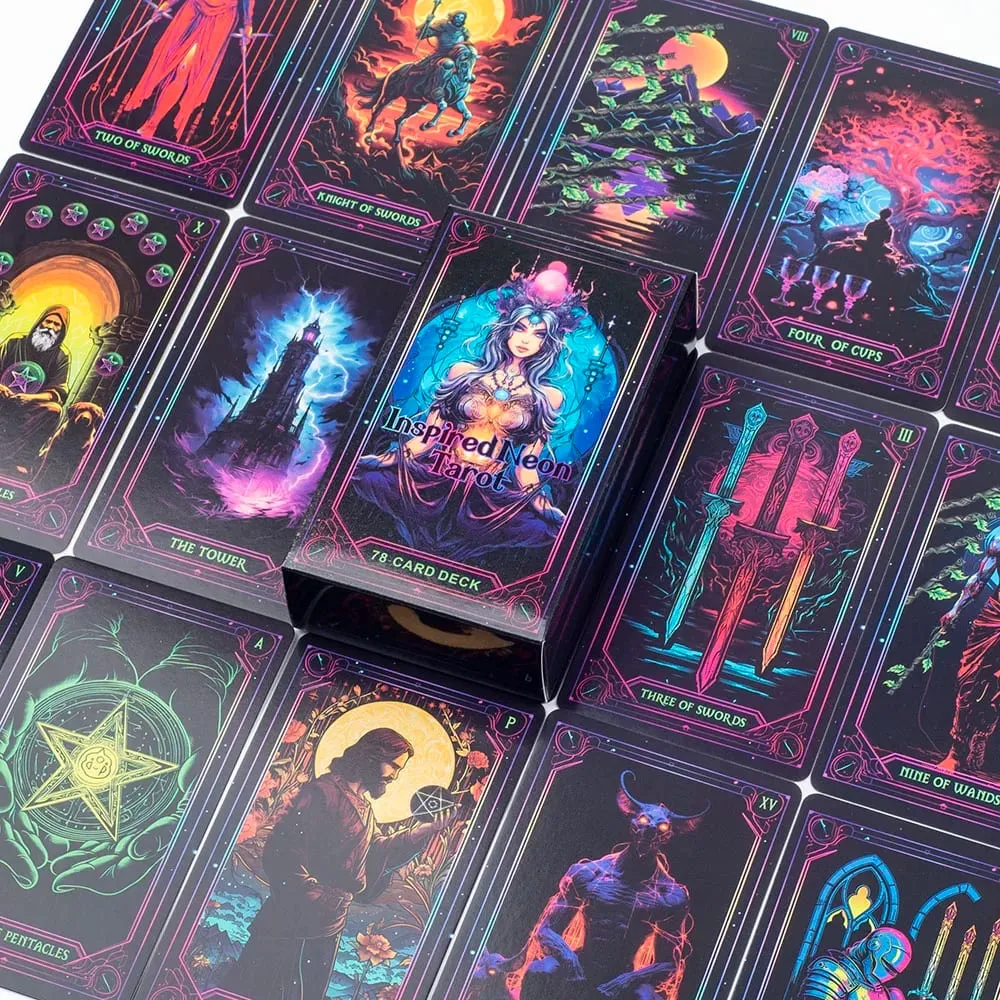 Inspired Neon Tarot Cards 10.3*6Cm English Visions Divination Edition Deck Board Playing Games 78Cards — image 6