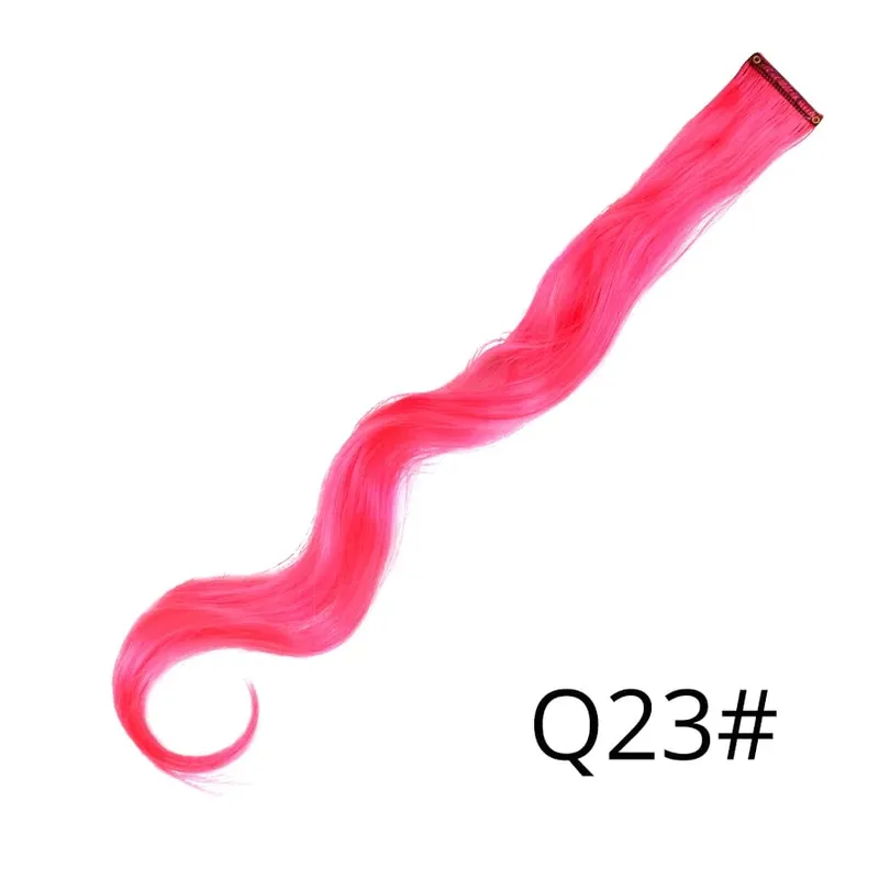 Synthetic 50Cm Rainbow Colors One Clip In Hair Extensions Straight Long Synthetic For Women Hair Piece Blue Pink Purple Red 12G