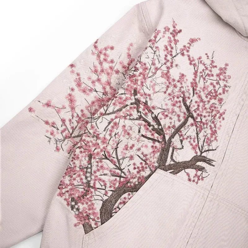 Harajuku Plum Tree Embroidered Oversized Pink Zipper Hoodies For Men and Women Y2K New Gothic Fashion Retro Street Sweatshirts — image 7
