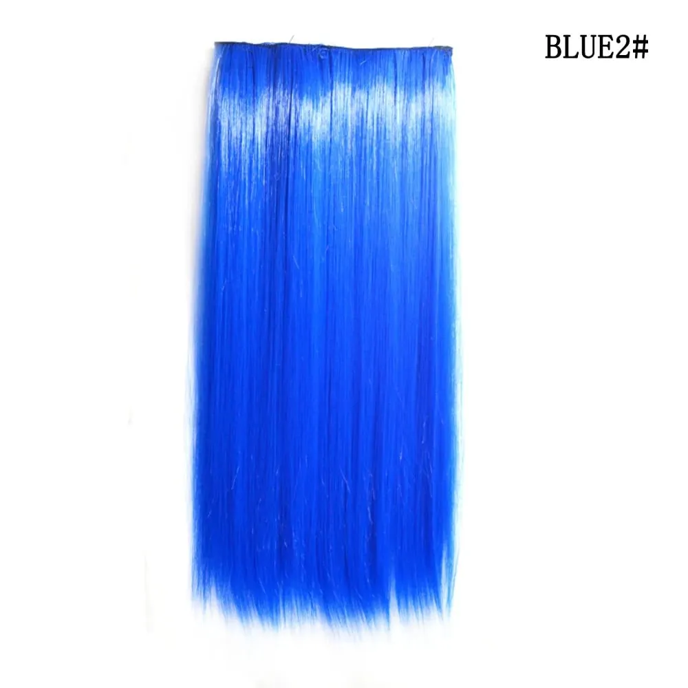 24 Inch Synthetic One Piece 5 Clips In Hair Extensions Long Straight High Temperature Fiber Colorful Hairpiece for Women — image 9