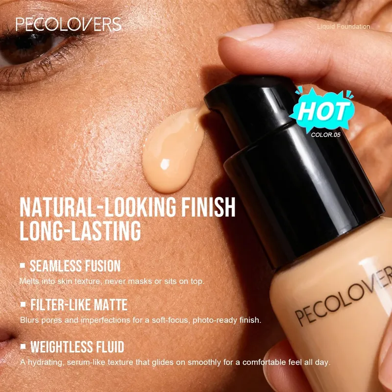 3pcs/Set Foundation Loose Powder Triangle Makeup Kit Full Coverage Liquid Foundation Waterproof Long-Lasting Base Makeup