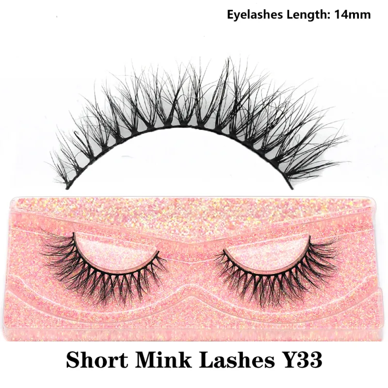 Demi-cils naturels 3D en vison, courts, duveteux, vaporeux, bande croisée, doux, Extension, maquillage — image 22