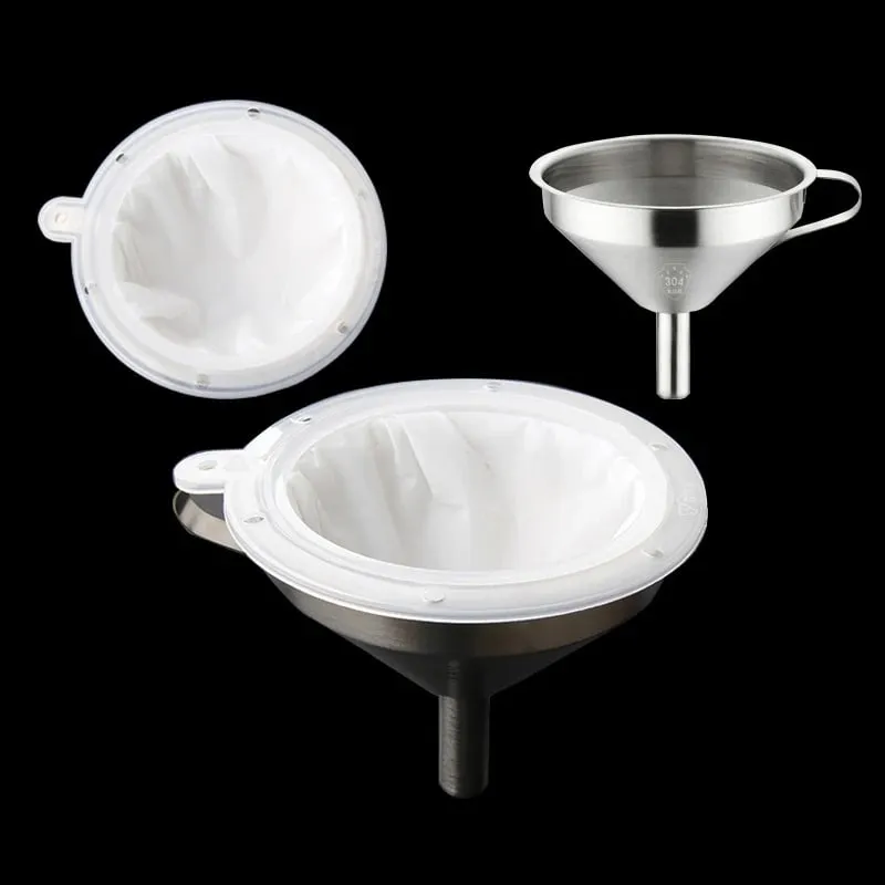 1pc 100/120/200/300/400/450 Mesh Nylon Filter Stainless Steel Funnel For Fruit Milk Traditional Chinese Medicine Oil White Wine — image 2