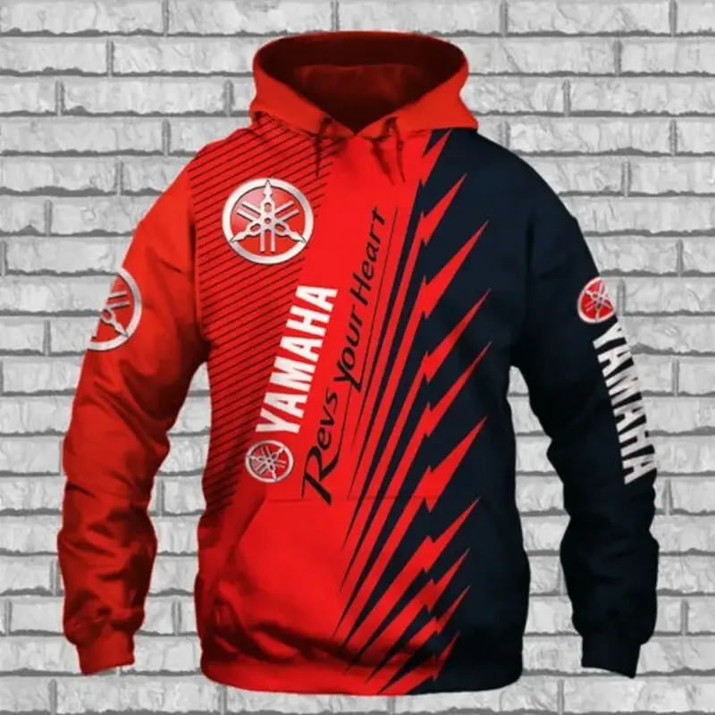 Ang Yamaha men's 3D printed motorcycle hooded pullover shirt na angkop para sa pagsusuot sa kalye at pagsakay sa motorsiklo — image 5