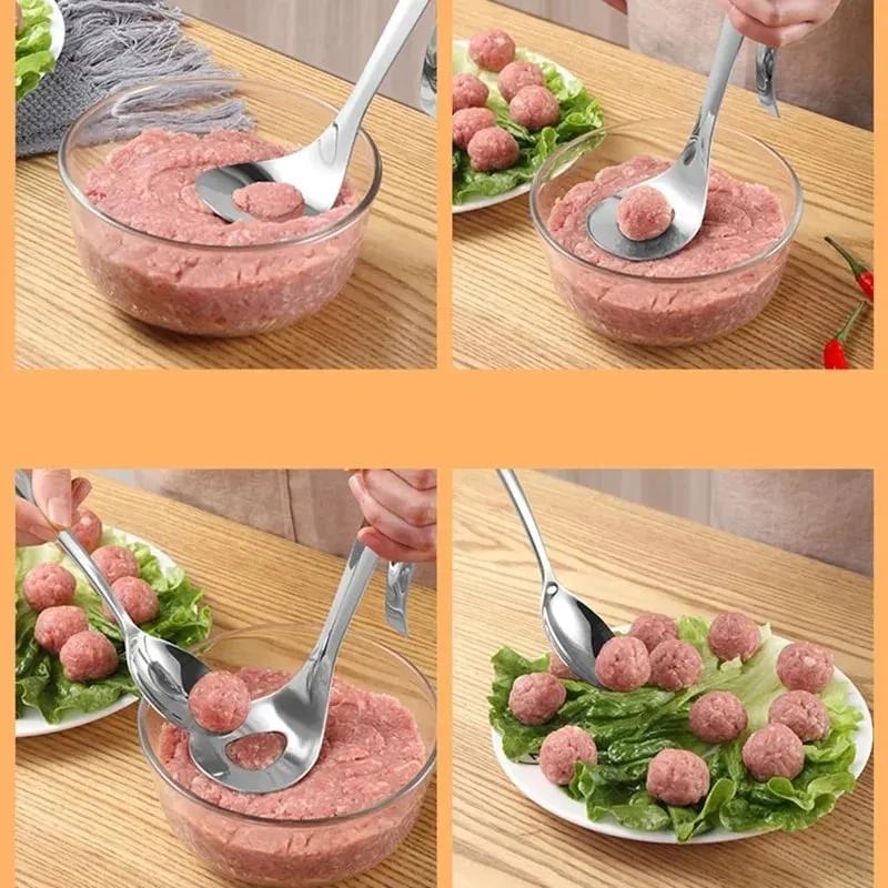 1 Pcs Maker Spoon Meat Baller With Elliptical Leakage Hole Stainless Steel Meat Ball Mold Kitchen Gadget Meat Tools — image 7