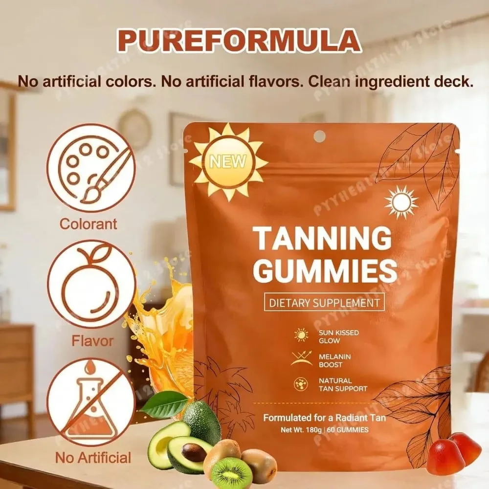 Gummies abbronzanti per donne Supporto abbronzante senza sole Supporto vegano senza zucchero Non OGM Astaxantina e licopene 60 conteggi — image 4