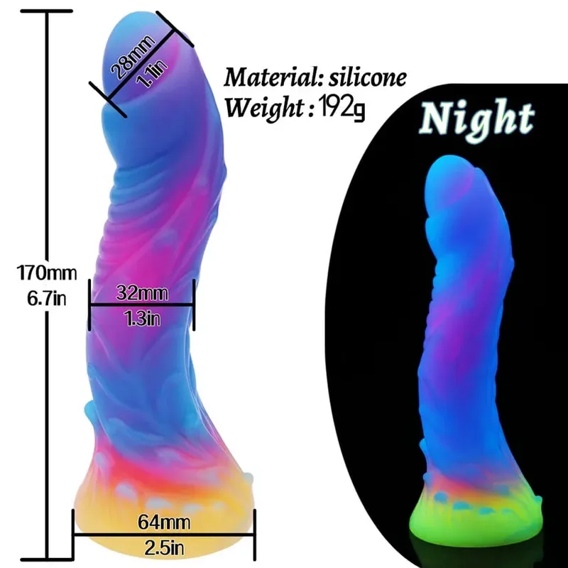 Sumbat Anal Bercahaya Malam Realistis Dildo Naga Monster Bercahaya untuk Wanita Pria Penyumbat Pantat Seksi Bentuk Anjing Mainan Seks untuk Pasangan