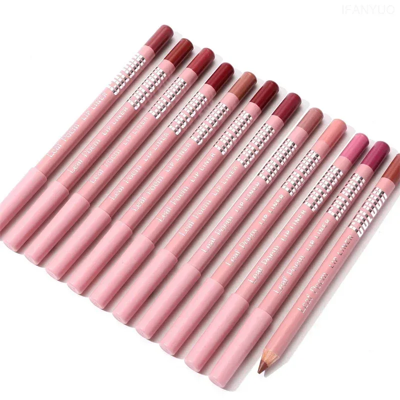 12-Color Waterproof Matte Lip Liner Pencil Lasting Smudge-Proof Lipliner Non-Transfer Formula Precise Outline Lip Pencil Makeup