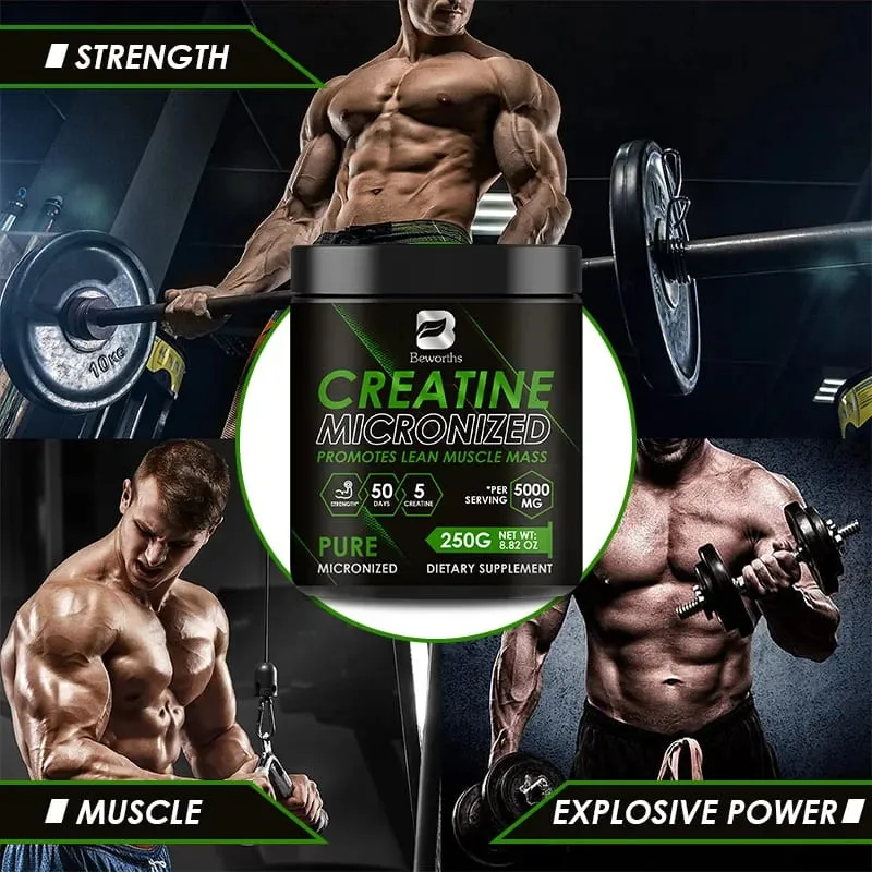 Beworths Kreatin-Monohydrat-Pulver 5000 mg für den Muskelaufbau vor dem Training, Zellenergie, Gehirn, Immungesundheit für das Fitnessstudio — image 4