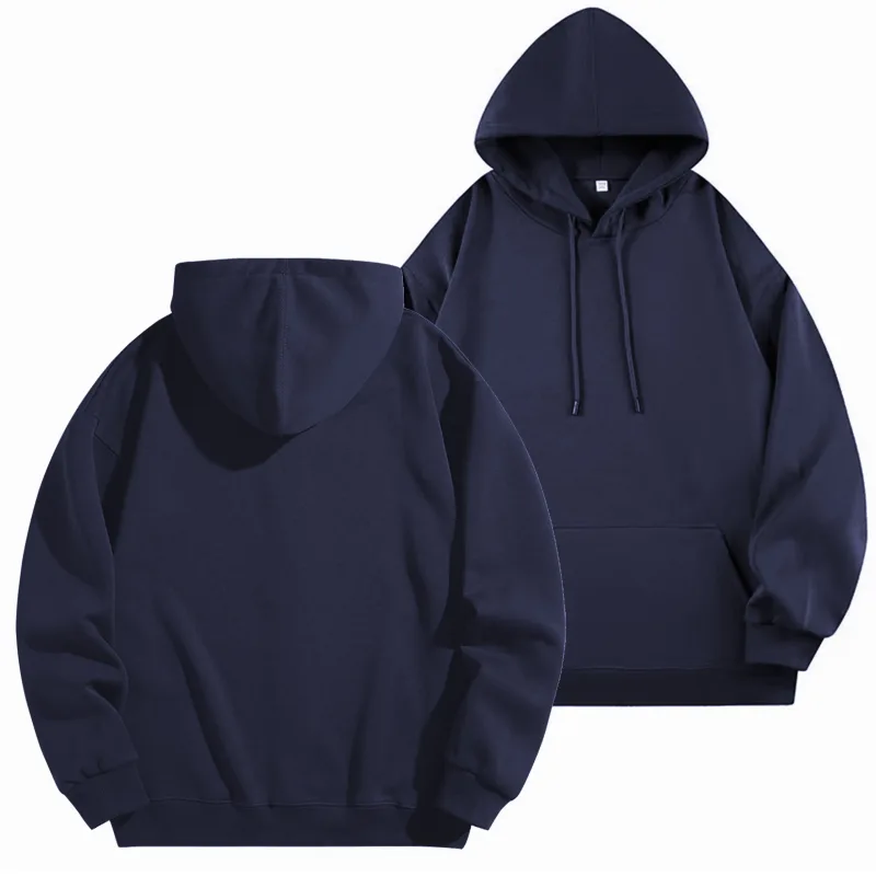 Logo Tersuai DIY Sweatshirt Bertudung Hitam Kapas Tulen Pullover Lengan Panjang Atasan Kasual untuk Lelaki Dan Wanita Fesyen Musim Sejuk Musim Gugur — image 14