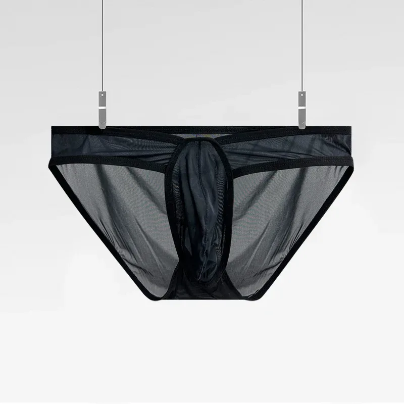 Men Bikini Briefs Man Underpantsr Slip Transparent Mesh Underwear Male Cuecas Men's Panties Ultra-thin Gays Sports Briefs — image 23