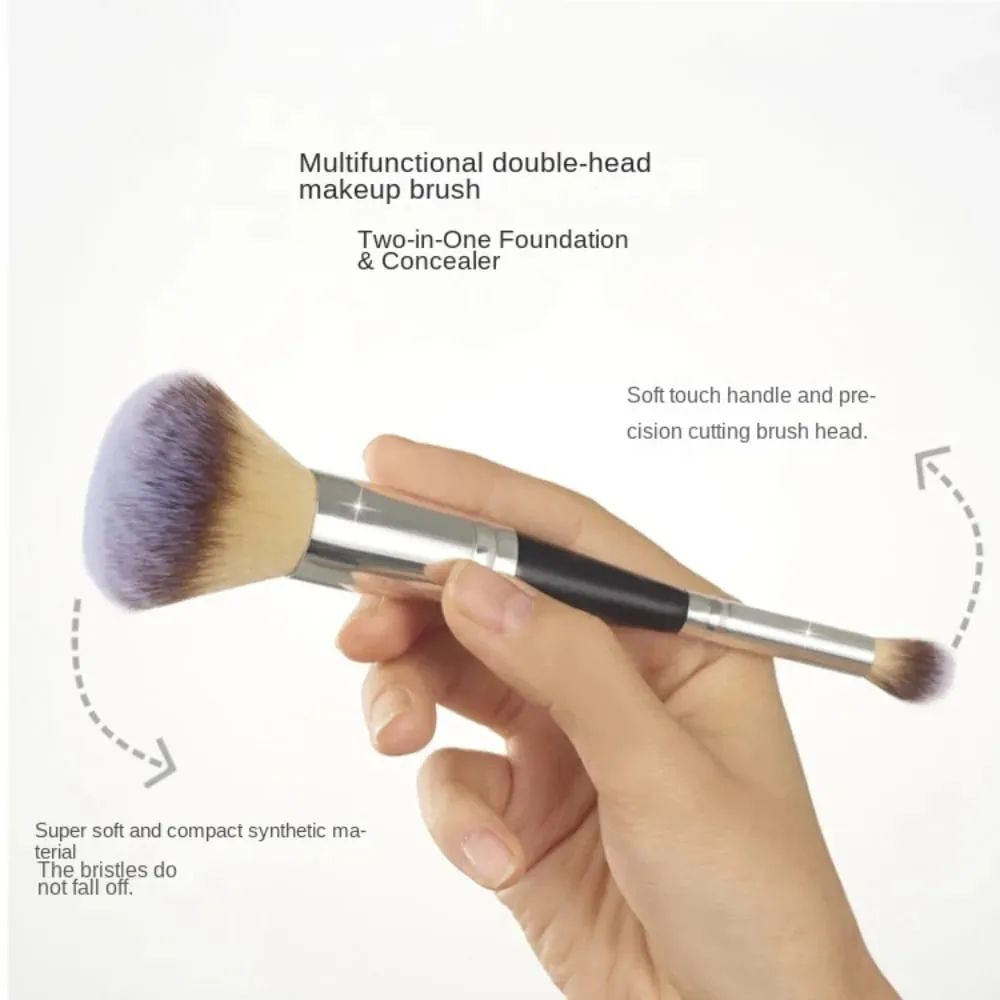 Rounded Taperd Dual-ended Foundation Brush Short Hair Flawless Makeup Brushes Dual-purpose Makeup Brush for Liquid Cream Powder — image 4