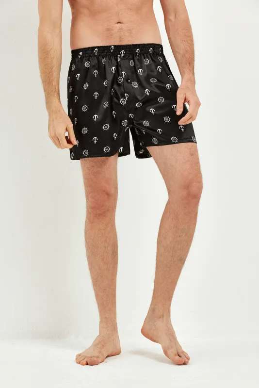 Jupitersecret 3pcs Men's Boxer Shorts Satin Fashion Prints Comfortable Casual Underwear with Elastic Waistband