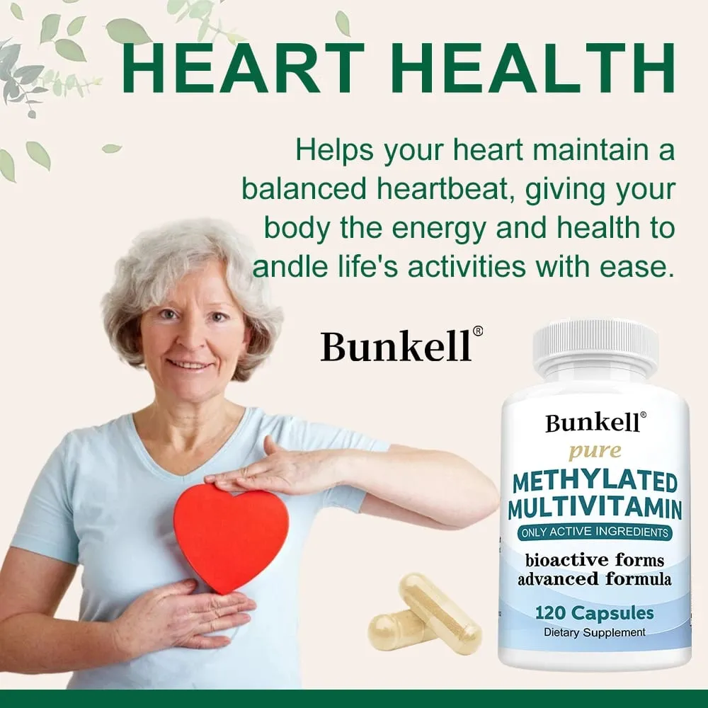 Nagy hatású metilált multivitamin-kiegészítő C D B12 vitaminnal az energia és a fókusz támogatására, valamint a szív egészségének megőrzésére
