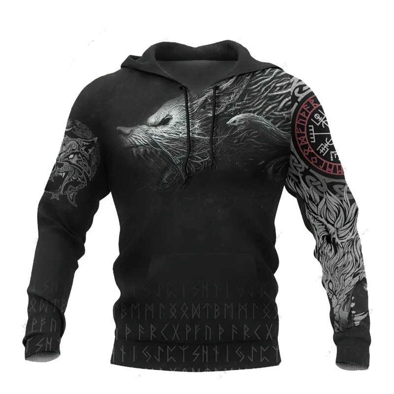 2024 New Hoodie 3d Viking Harajuku Print Pullover Men's Hooded Sweatshirt Oversized Vintage Male Clothing Fall Long Sleeve — image 9