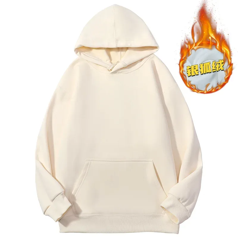 Customized Your Brand Logo DIY Design 600GSM Mens Hoodies High-quality Women Sweatshirt Solid Color Cotton Loose Streetwear — image 48