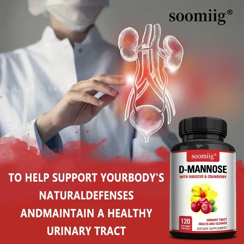 D-Mannose with Hibiscus & Cranbrry Supplement Support Urinary Tract Bladder Health and Reduce Urinary Tract Infections Non-GMO