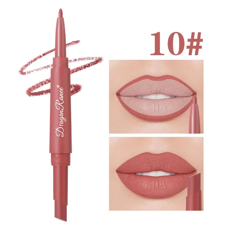 Double Head Matte Lip Liner Pencil 2 in 1 Long Lasting Waterproof Nude Red Lipstick Brighten Outline Makeup Stick — image 17