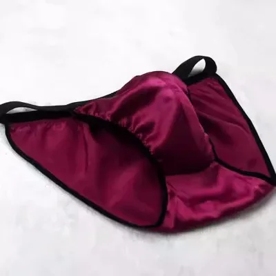 100% Mulberry Silk Men Briefs Bikini Design T-Shaped Panties Half T-Back