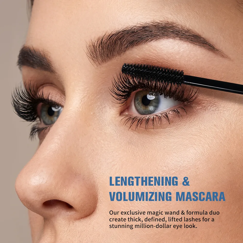 Mascara Hypoallergenic Waterproof Long Lasting Volume Curling No Smudge For Sensitive Eyes With Eyelash Curler Daily Eye Makeup — image 4