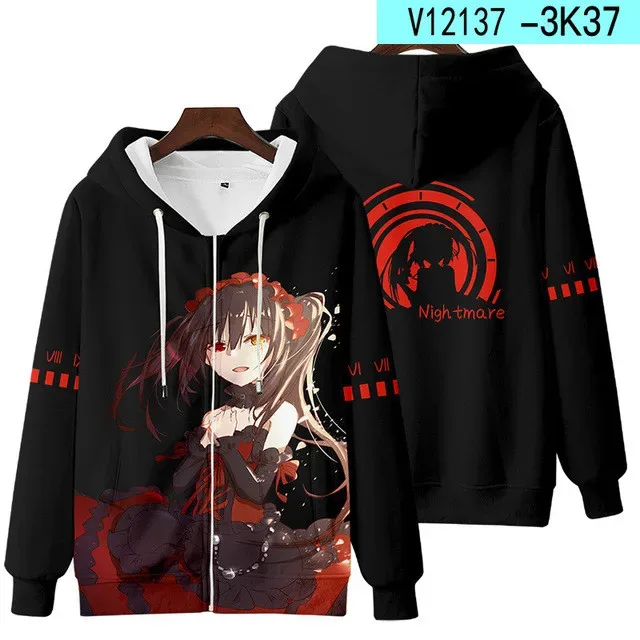 Anime Date A Live Girl Tokisaki Kurumi Nightmare 3D Printed Men's Sweatshirt Hooded Hoodies Harajuku Man Clothes — image 8
