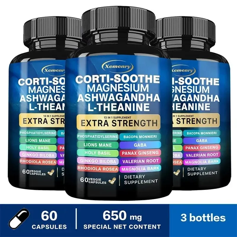 Corti-Soothe Cortisol with Magnesium Ashwagandha L-Theanine - Replenishing Cortisol and Adrenal Function Sleep Support