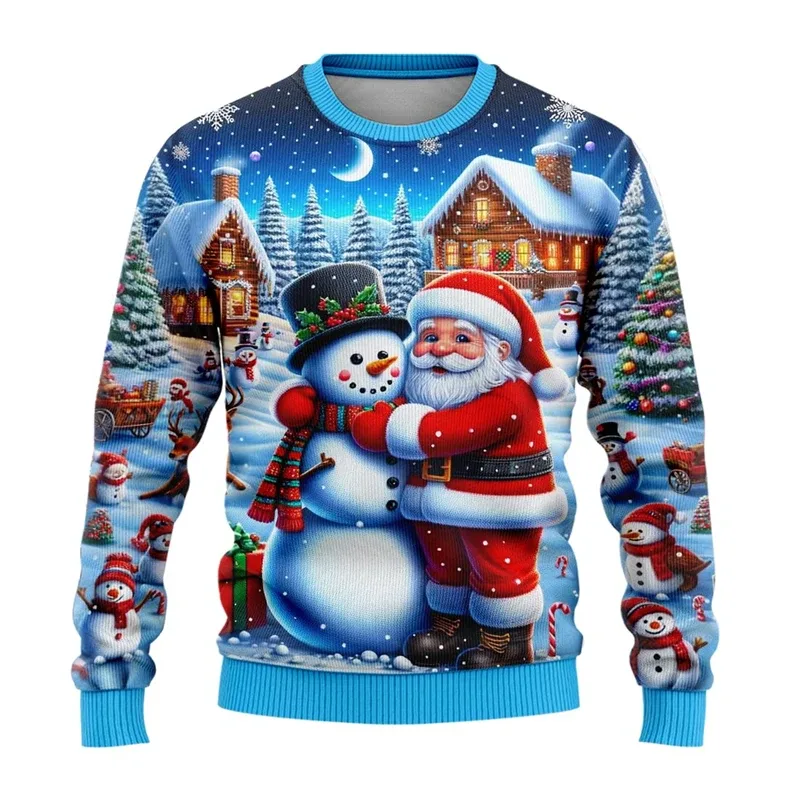 Männer Frauen Weihnachten Sweatshirt 3D Weihnachten Schneemann Santa Gedruckt Hässliche Weihnachten Pullover Unisex Pullover Urlaub Party Jumper Tops — image 2