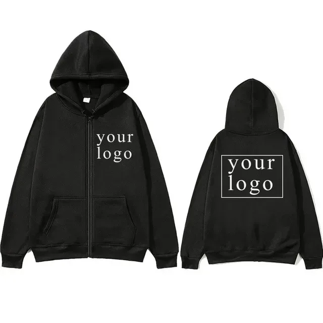 2024 New Fashion Your Own Design Brand Logo/Picture Personalized Custom Anywhere Men Women DIY Zipper cardigan hoodie