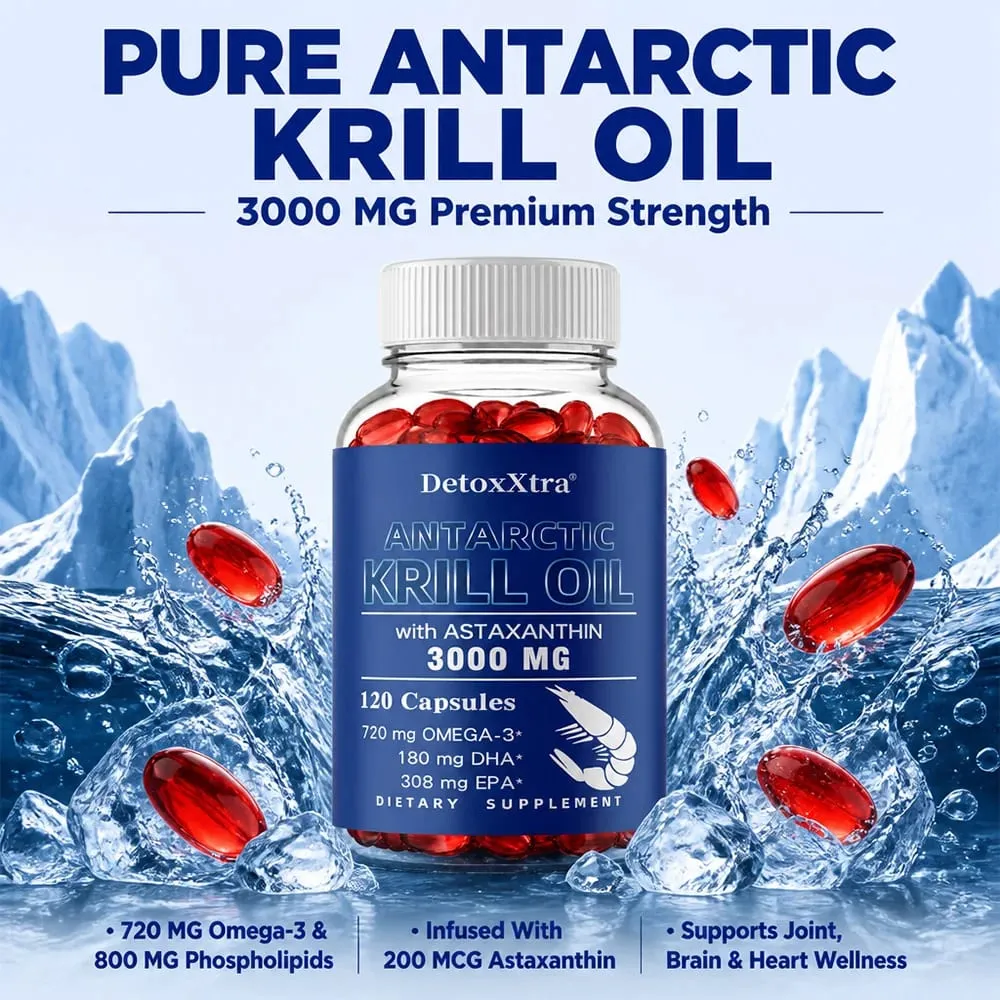 Dầu nhuyễn thể Nam Cực 3000mg Viên nang Omega-3 EPA DHA Astaxanthin & Phospholipids Chất chống oxy hóa Hỗ trợ tim não và mắt — image 2