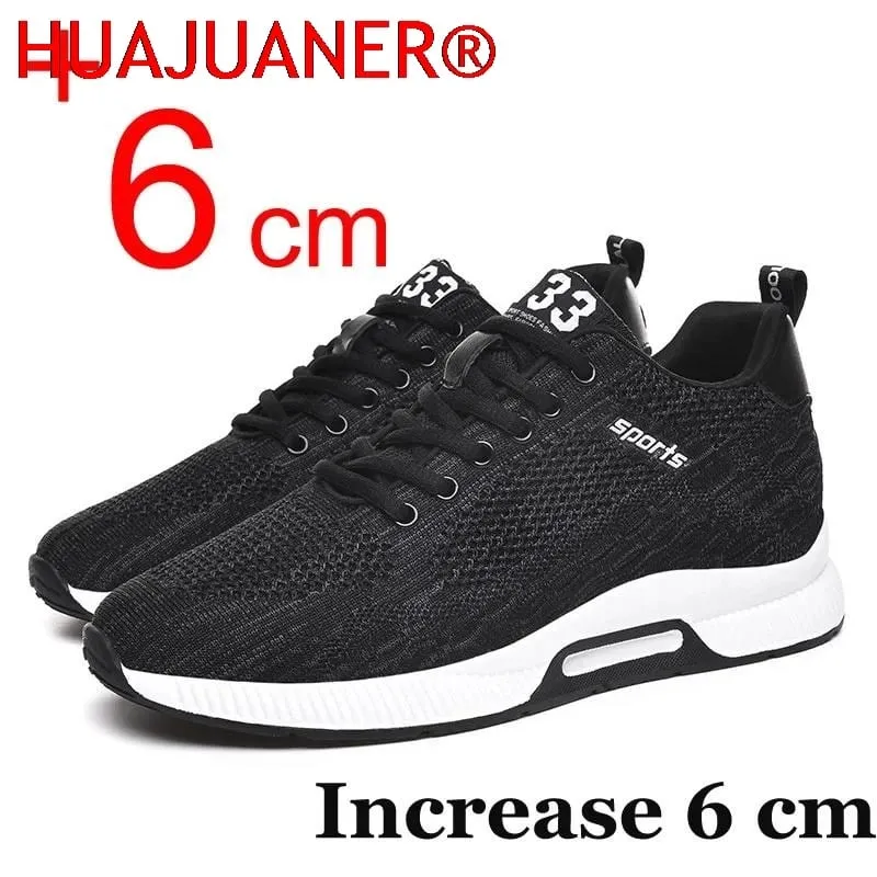 Men Sneakers Elevator Shoes Hidden Heels Breathable Heightening Shoes for Men Increase Insole 6CM Sports Casual Height Shoes