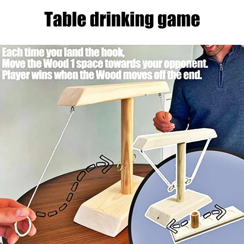 Ring Toss Games for Kids Adults Home Party Drinking Games Fast-paced Handheld Wooden Board Games Shot Ladder Bundle Outdoor Bars — image 6
