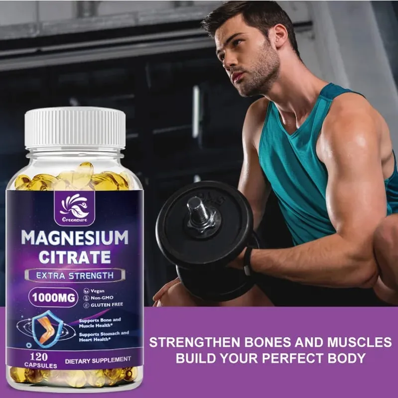 Magnesium Citrate Capsule 1000 Mg - Support for Women & Men Non-GMO Veggie Capsules - 60/120 Capsules