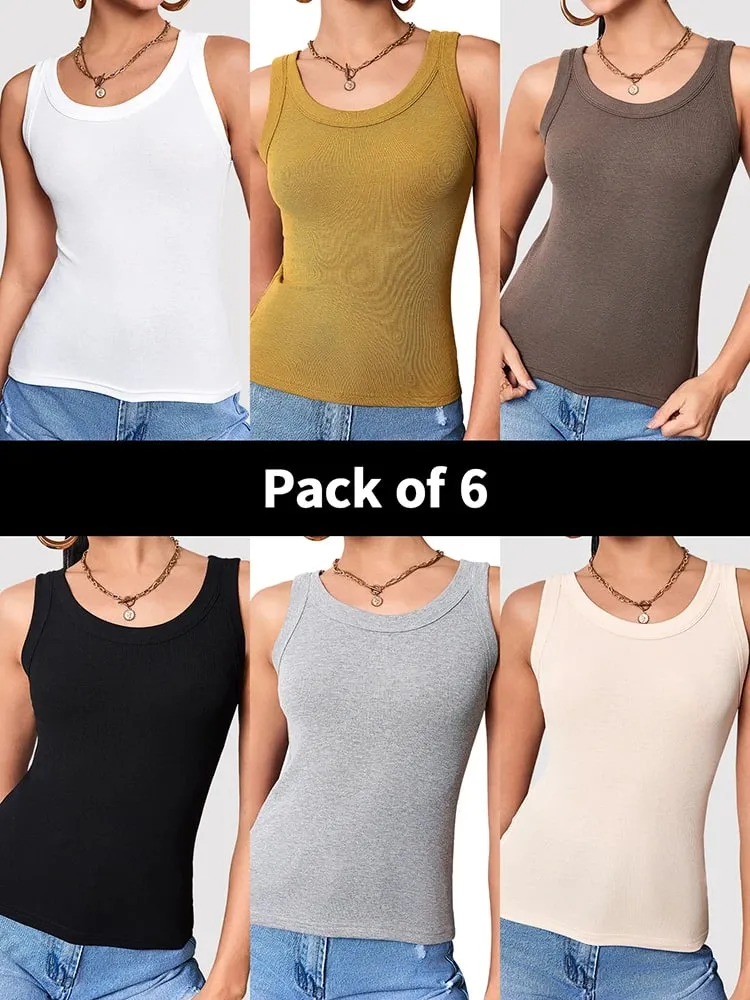 6/3/1 Piece Ladies Bottoming Solid Color Fashion Threaded Vest Casual Joker Sports Girl Mixed Color Combination Coat Parent-chil — image 2