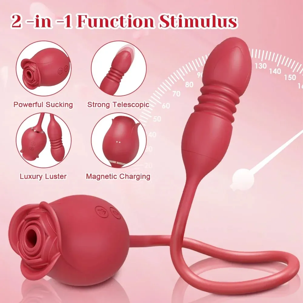 Vibratore per succhiare la rosa per le donne Stimolatore del clitoride del clitoride Punto G Spinta Dildo Vibrante Masturbatore femminile Massaggio Giocattolo del sesso per adulti — image 4