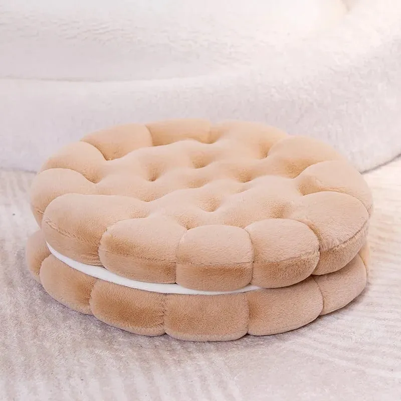 New Simulation Little Biscuits Doll Cushion Stuffed Round Cookie Plush Toys Creative Soft Pillow Chair Car Seat for Kid Gifts — image 14