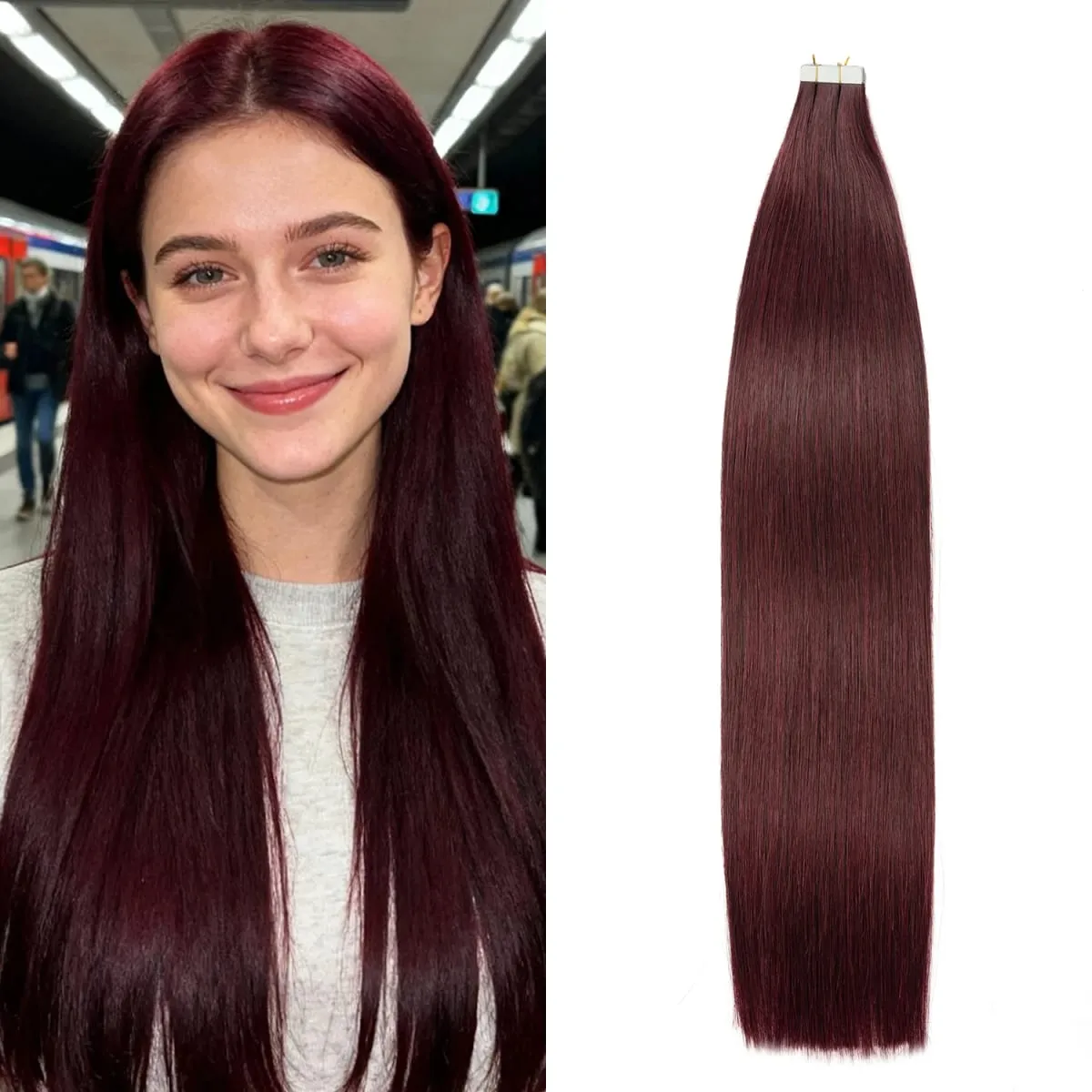 Straight Invisible Skin Weft Tape ins Extensions Human Hair Tape in Hair Extensions Real Human Hair 20pcs Remy Hair Extensions