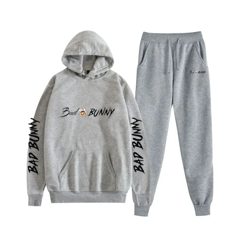 Costume Harajuku confortable imprimé mauvais lapin, sweat-shirt et pantalon de survêtement pour femmes, sweat à capuche + pantalon, ensemble 2 pièces pour garçons/filles — image 4