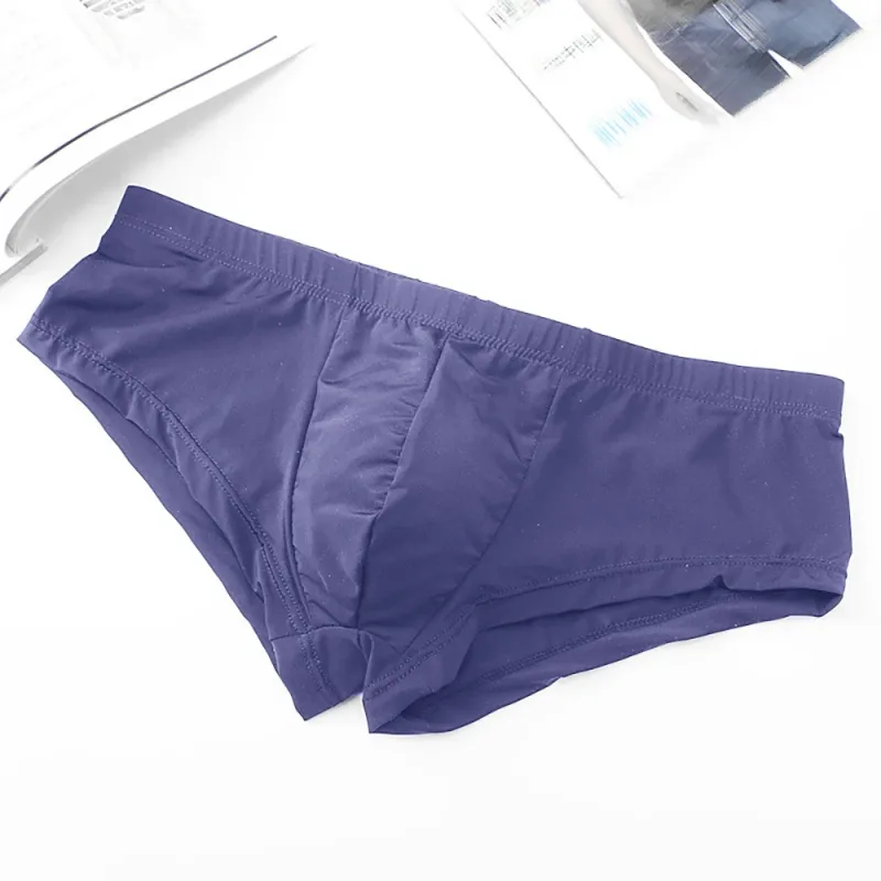 1pc Men's Ice Silk Low Waist Briefs Elastic Solid Color U-Convex Pouch Panties Lingerie Male Underwear Underpants — image 6