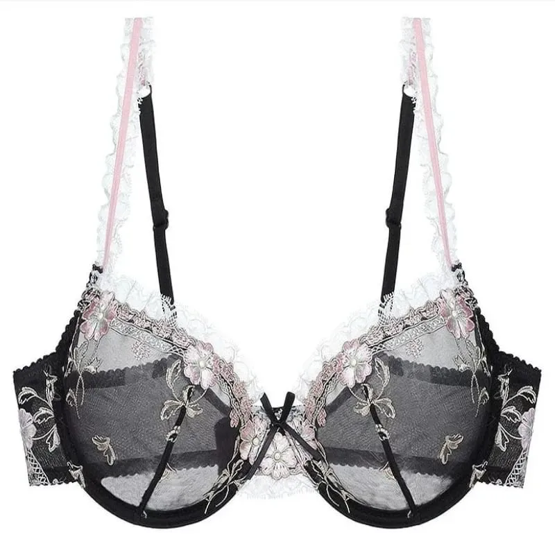 Delicate French Lace Lingerie Set White Mesh Embroidery Push‑Up Bra Panty Suit Plus Size Ladies Daily Wear Intimates — image 6