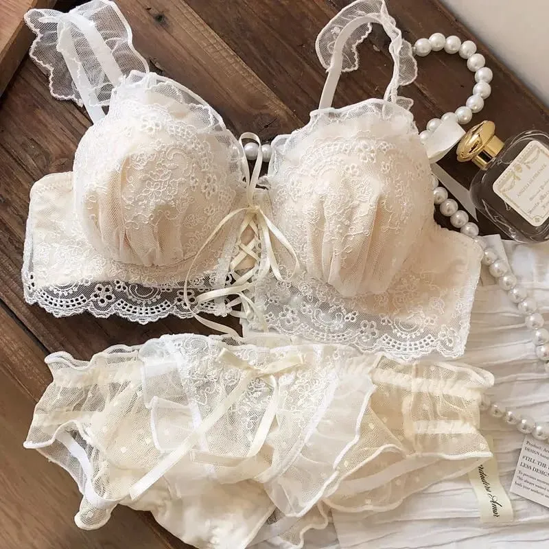 Japanese sweet underwear women's small chest pushup thin underwire adjustable bra set for girls — image 10