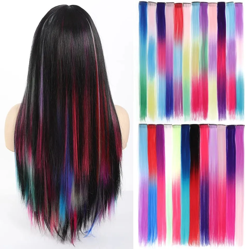 20 Inch Synthetic Multicolor Hair Extensions For Cosplay Party Y2K Style Hair Accessories Halloween Christmas — image 2