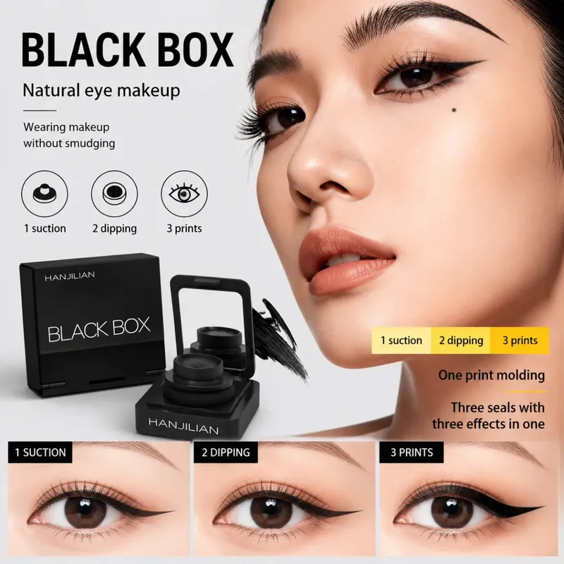 3 In 1 Portable Eye Makeup Kit Waterproof Smudgeproof Eyeliner Stamp Long Lasting Natural Lazy Eye Liner Palette