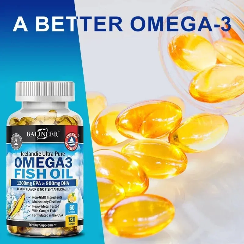 Omega 3 Fish Oil Capsule Supplement Rich in DHA EPA Antioxidant Skin Eyes Immune System,Non-GMO Gluten-free Vegetarian Capsules — image 3