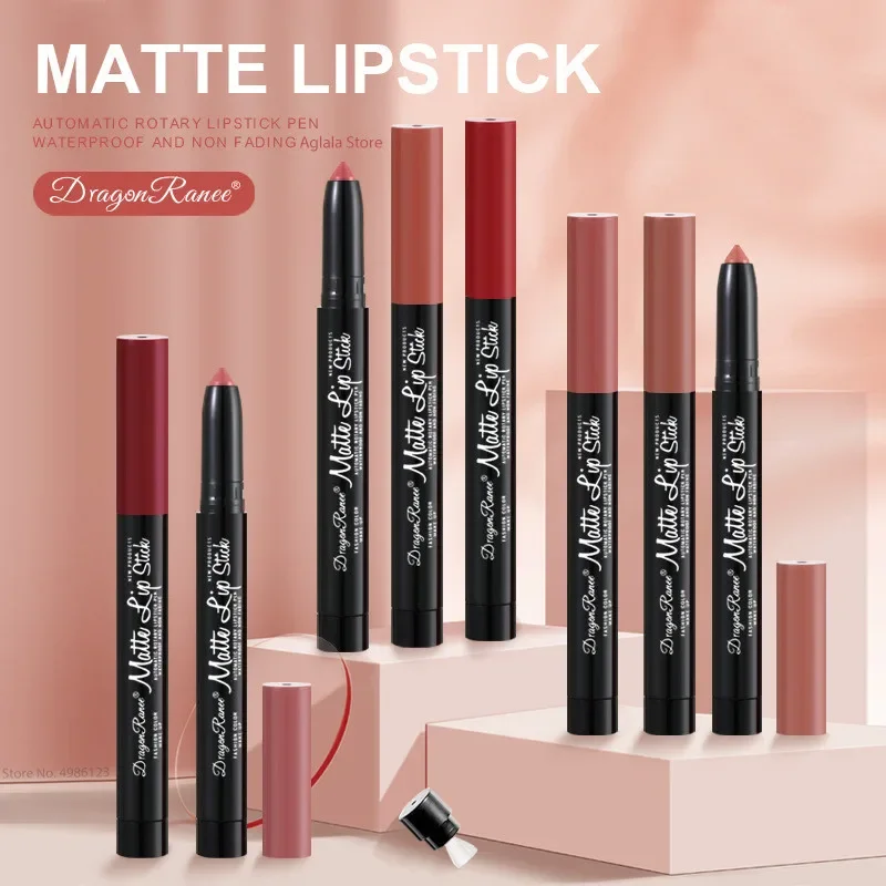 12 Colors Lipstick Pencil Matte Velvet Waterproof Long-lasting Non-stick Cup Lip Stick Sexy Rose Red Automatic Lip Liner Makeup — image 2