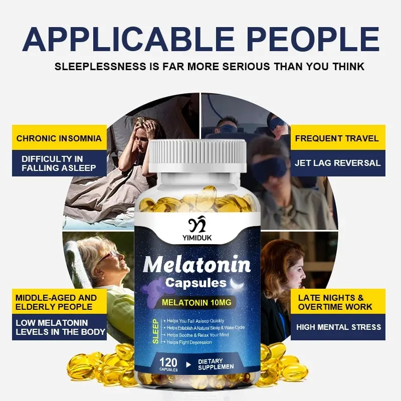 Melatonin 10mg Sleep Dietary Supplement No Habit Deep Sleep Contains Melatonin - Healthy Sleep - 120 Capsules